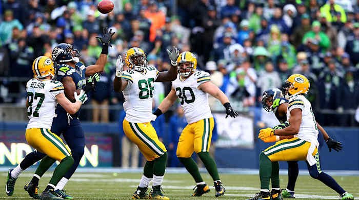 Matthews (far left) came out of nowhere to recover a season-saving onside kick in the NFC title game.